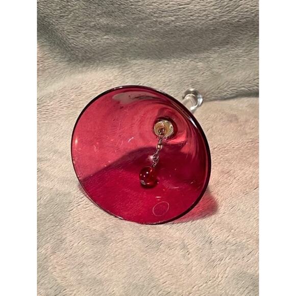 Vintage Mickey Mouse Etched Cranberry Glass Decorative Bell - Picture 5 of 8